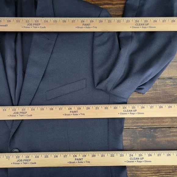 JOS A BANK Men's Sport Coat Blazer Two Button Navy‎ Blue Birds Eye Wool 48R
